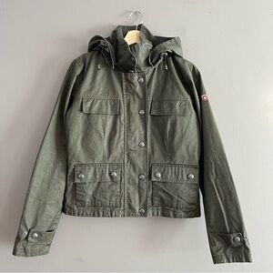 Wellensteyn Equitania Women’s Utility Field Jacket Full-Zip Pockets Hoodie Green